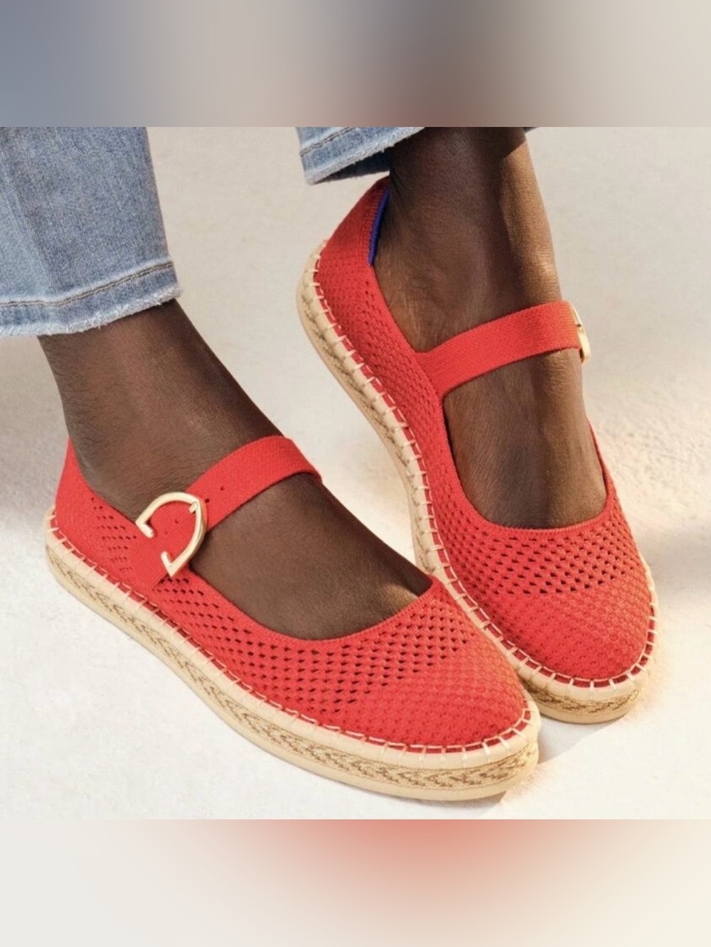 Rothy’s Mary Jane Espadrille in Red Hot Size 9 Shoes Breathable Washable Casual